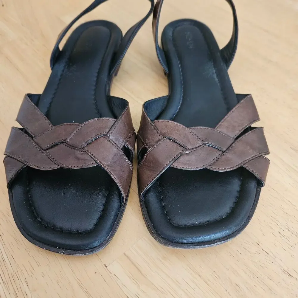 Me + Em Italian Leather Interwoven Strappy Sandals sz 41